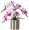 LESING Künstliche Orchidee mit Vase, realistische Orchideen, Bonsai-Pflanzen im Topf, Arrangement für Zuhause, Hochzeit, Party, Esstisch, Tischdekoration (weiß-lila, silberfarbene Vase)
