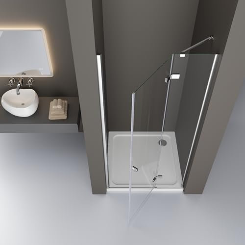 DOOLEEWEE Nischentür 90 x 183 cm Duschabtrennung Duschwand Pendeltür Duschtür ESG Glas Rahmenlos