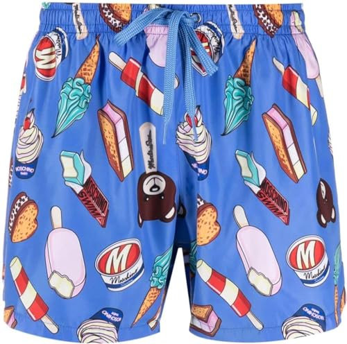 Moschino Costume Uomo Swim V3A4237 Pantaloncino Boxer Mare Blu Royal Fantasia Ice-Cream, Taglia XXL