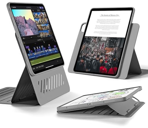 ESR for iPad Pro 12.9 Case (6th/5th Generation, 2022/2021), Removable Magnetic Cover, Adjustable Portrait/Landscape Stand with Raised Display View, 9 Standing Angles, Shift Series, Grey