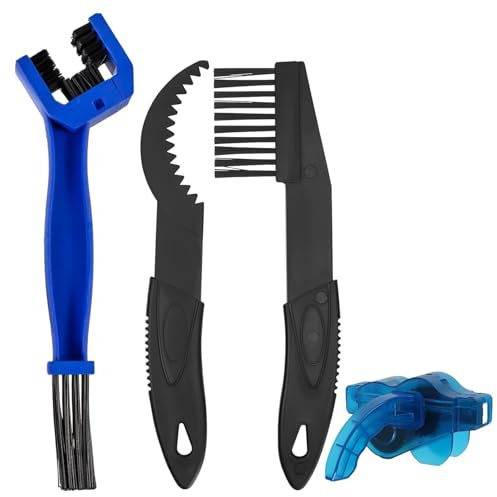 4PCS Nettoyeur de Chaîne de Vélo Set, Kit de Brosse à Bicyclette, Bicyclette Outil de Nettoyage, Kit de Brosse à Vélo,Brosse de Nettoyage Vélos Portable pour Tous Les Types de Vélos et VTT, Bleu