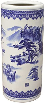 ASerZenith Schirmständer aus Porzellan und Keramik – Schirmhalter aus Porzellan für den Innenbereich, Schirmständer aus blau-weißem Porzellan, Schirmhalter für die Haustür