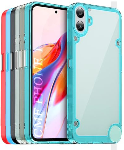 TailTech Hülle für CMF Phone 1 - Kristallklare Acryl-Rückseite mit Farbiger TPU-Rahmen, Stoßfestes Kratzfestes Handy Case - Türkis