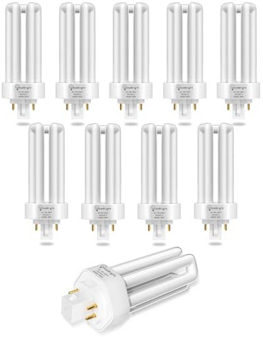 TobeBright 26W Gx24Q-3 Bombilla Fluorescente Compacta de 4 Pines, Blanco Neutro 4000K Tubo de triple de 4 Pines Lámpara CFL PLT-26W 840 Plug in CFL Ahorro de energía para garaje el aula, Pack de 10