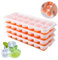 Ice Cube Tray, 4 Pack Silicone Ice Cube Tray with Lid, Easy Release BPA Free Ice Trays for Freezer, Ice Cube Moulds for Whiskey, Cocktails, Drinks(Orange)
