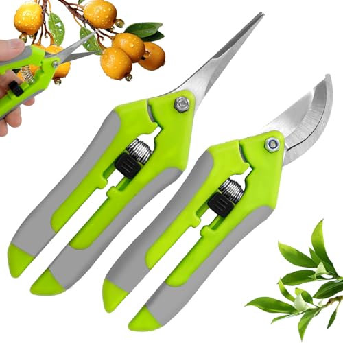 2 Stücke Gartenschere Klein, Trimmschere Grow mit Rutschfestem Griff, Ergonomisches Ernteschere, Professionelle Pflanzenschere, Gartenscheren für Zweige, Blumen, Rosen, Früchte, Pflanzen, Bonsai