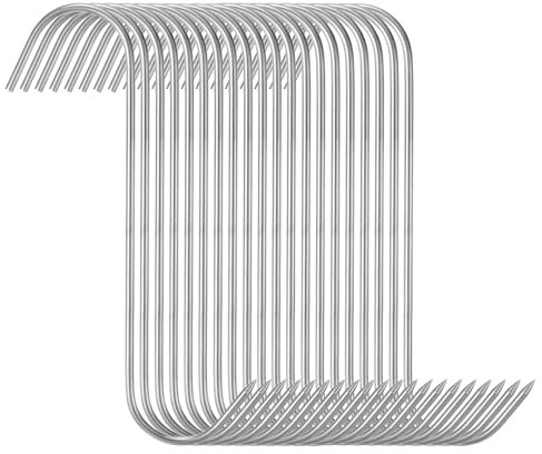 sourcing map 20 ganci da carne da 4 mm, in acciaio inox, gancio da macellaio, per la lavorazione della carne, ganci per affumicare, grigliare, manzo, costolette, barbecue