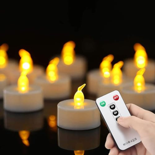 Biyanuo LED Teelichter Fernbedienung flammenlose timerfunktion Kerzen, batteriebetriebene elektrische blinkendeTeelichter Kerzen, die über 400 Stunden dauert, saisonale Hochzeit und Feiertagsfeier
