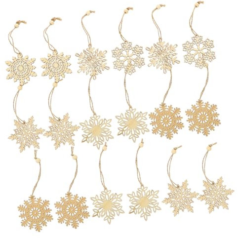 OKUMEYR 24stücke Teiliges Holz Schneeflocken Hängedekoration Für Weihnachten Wiederverwendbare Ornamente Für Christbaum Und Fenster Weihnachtsdeko Für Partys Und Festlichkeiten