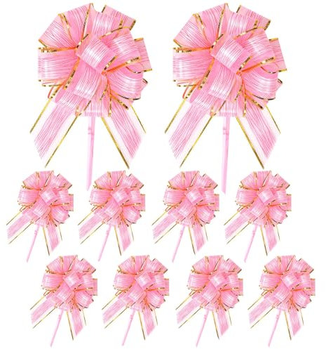 Jidyllic 10 fiocchi grandi in raso, 15,2 cm, per confezioni regalo, decorazioni per matrimoni, auto, cestini (rosa)