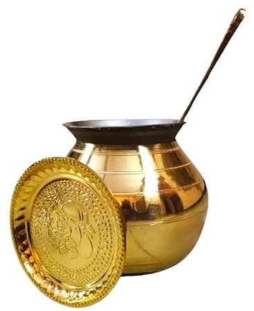 Digitouch Shopee - Set di pentole Pongal in ottone, con coperchio e mestolo, 2,5 l, 750 g, set Pongal Panai