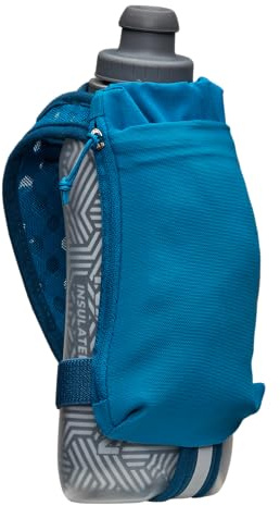 Nathan SpeedDraw 2 Double Wall Vacuum Insulated Water Bottle with Decompression Valve Lid Secure Pockets for Phone/Keys 530ml