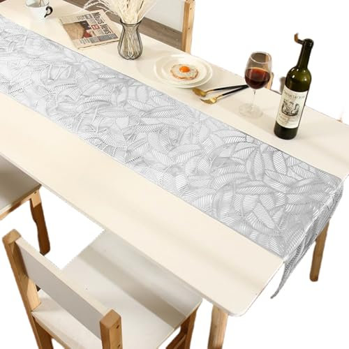 HSTWODE 1 Stück Tischläufer Rolle35cmx180cm, Gold und Roségold,für Hochzeit, Geburtstag, drinnen draußen Urlaub Party Dekor Silber dekoratives Tischband Tischdeko (Silber)