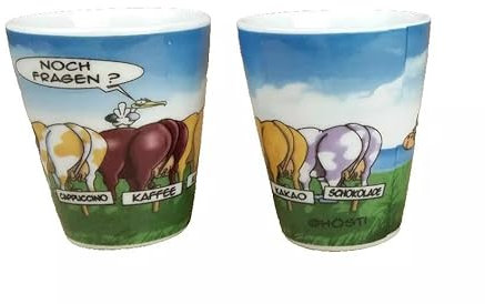 Generisch 2er Set Porzellan Eierbecher - 5 Kühe - Kaffee Kakao Cappucino Milch Schokolade Kuh