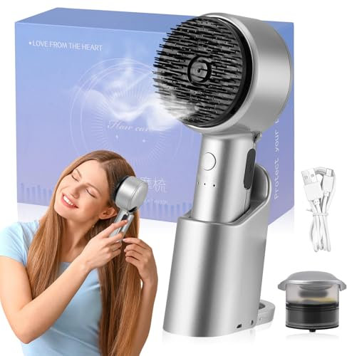 Elektrisches Kopfmassagegerät 2-in-1 mit Rotlicht & Haarölspender - 3 Modi, IPX7 Wasserdicht - Elektrische Kopfhautmassage Bürste für Pflege und Entspannung
