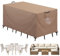 Aujink Funda Mesa Exterior Impermeable, Funda para Muebles de Jardín, Cubierta para Muebles de Jardin Tela Oxford 420D Anti Viento Anti UV Funda Protectora Mesa Exterior, Caqui,125x63x74cm