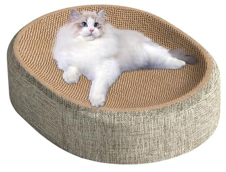 Cama de rasguños de Gato - Cama de Gato de 2 en 1 Scratcher, de Almohadilla para rayadores de | de tazón de rascador de de cartón, Alfombra para Dormir para Mascotas ovalad
