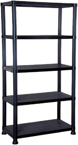 Optimal Products 4&5 Tiers Plastic Racking Shelf Heavy Duty Garage Shelving Storage Shelves Units UK (5 Tier)