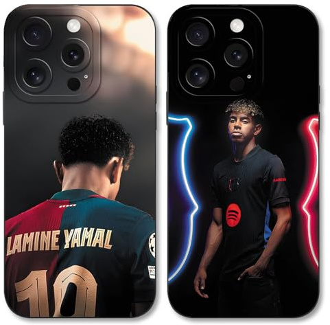 Yimctoie 2 Stück Cool Fußball Handyhülle für iPhone 16 Hülle 6,1,Mode FC Cartoon Spieler Muster Case für Fans,TPU Silikon Stoßfest Anti-Kratz Schutzhülle,Pattern