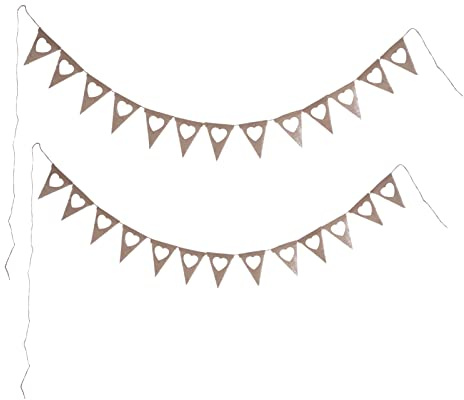 Resefinem 2 PCs Dreieck Country mit Weißen Herzen aus Sackleinen für Hochzeiten Geburtstagsfeiern und Eventdekorationen