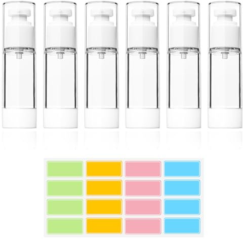 6 Piezas 30 ml Botellas de Loción al Vacío, Bote Airless Dispensador de Bomba, Travel Bottles, Botella de Bomba de Presión Cosmética, Botellas Dispensadoras de Gel, para Loción Crema Base Esencia