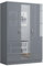 Nera 3 Door Wardrobe with Mirror Shelves and Hanging Rail Tall Wardrobes for Bedrooms Storage (Gloss Grey (Matt Grey))