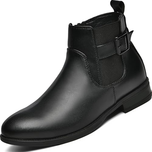 Lvptsh Women’s Classic Ankle Boots Side Zipper Leather Chelsea Boots Ladies Walking Booties Low Heel Casual Comfortable Short Booties,Black,EU38