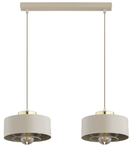 KAR LIGHTING Pendelleuchte 2-flammig aus Metall in Beige, höhenverstellbar | E27 Fassung | LED geeignet | Hängelampe für Wohnzimmer, Esszimmer, Küche, Büro oder Schlafzimmer