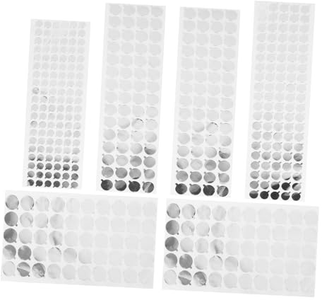 Selbstklebende Etikettenaufkleber 6 Blatt Aluminiumfolie Silber | Foliensiegel zum Verschließen, Leicht Ablösbar, für Kosmetikflaschenverschlüsse