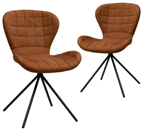 AVISSIMO Cireva Esszimmerstuhl, Vollpolsterstuhl mit Karonaht, Metallgestell, modern für Esszimmer & Wohnzimmer, braun (2er-Set)