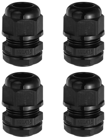 sourcing map 4 Pcs M20 Cable Gland, 3-4mm 4 Wire Holes Waterproof Nylon Joint for Cable Fixing, Wiring, Repairing, Gland Replacement, Electrical Appliances, Black