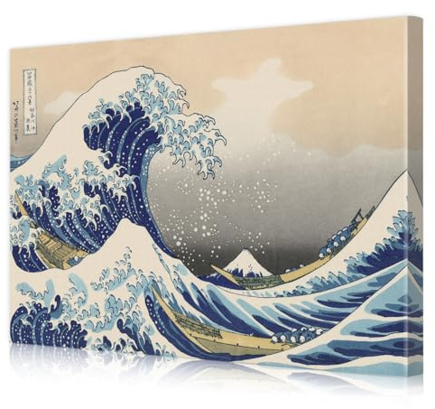 DECORARTS - Die große Welle von Kanagawa von Katsushika Hoki. Klassische Kunstreproduktion, Giclée-Druck auf Leinwand, gespannt, Galerie, verpackt 91,4 x 61 cm