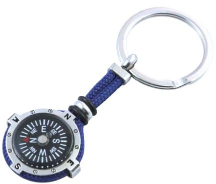 portachiavi bussola uomo acciaio e corda (blu)