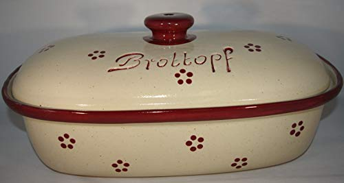 Töpferei Seifert Brottopf Rubin gross 40 cm | Brotkasten | Brotbox | Brotdose | Brotbehälter | Steinzeug | LxB 41x25