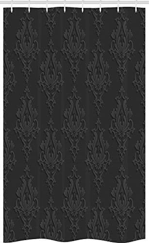 ABAKUHAUS Gris foncé Rideau de Douche Stalle, Antique Damas 3D, Ensemble de Salle de Bain en Tissu en Crochets, 120 x 180 cm, Gris Anthracite