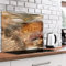 murando Glass Splashback for Kitchen Backsplash Cooker Protector Tempered Glass Decorative Wall Art Panel Heat Resistant Graphic 80x60 cm / 32x24 Dandelion Abstract Waterdrops b-A-0560-aq-e