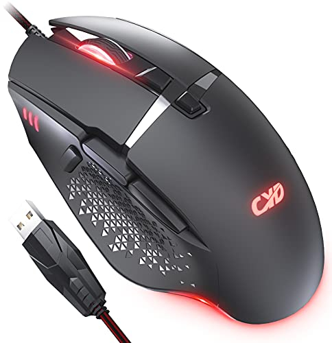 QYD Gaming Maus 7200 DPI Einstellbarer USB RGB Led Gaming Mäuse für Große Hände, 8 Programmierbare PC Maus, Ergonomische Desktop Computer Laptop PC Gamer Gaming Mouse mit 1,67m Geflochtenen Kabel