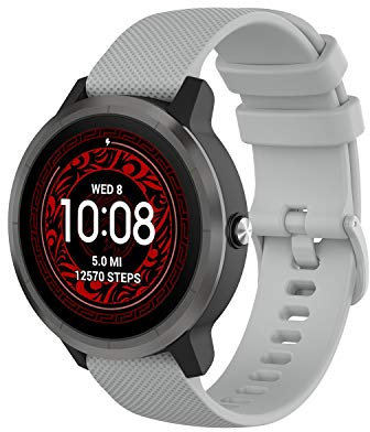 Wownadu 20mm Quick Release Cinturino Compatibile per Garmin Vivoactive 5/3, Venu, Venu 2 Plus/Sq/Sq 2 Cinturini Donna Uomo Braccialetto Garmin per Vivomove 3/Style Grigio