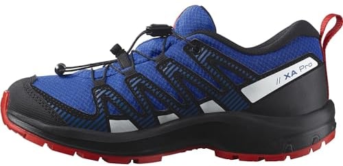 SALOMON XA PRO V8 Climasalomon Scarpe Impermeabili Unisex da Passeggio ed Escursionismo per Bambini, Calzata precisa, Grip su Tutti i Terreni, Look Sportivo, Lapis Blue/Black/Fiery Red, 35 EU