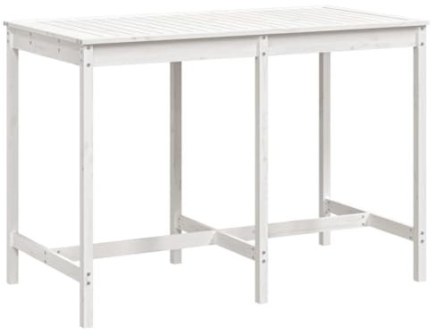 vidaXL Gartentisch, Bartisch Holzrahmen, Stehtisch für Garten Terrasse, Holztisch Bistrotisch Partytisch, Weiß 159,5x82,5x110cm Massivholz Kiefer