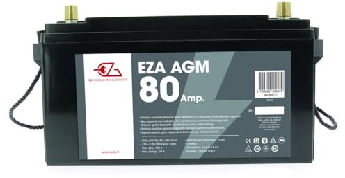 EZA Batterie Auxiliaire AGM 80Ah Etanche et sans Entretien Camping-Car