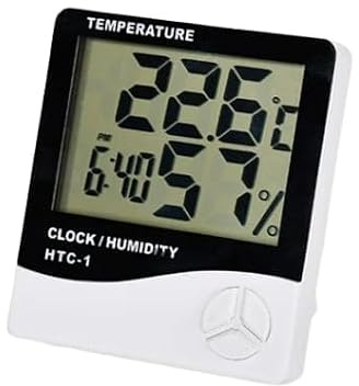 PNJB Hygrometer Temperature/Humidity Reader Clock For Optimal Lash Room Climate Control, Easy-To-Read Format, Digital Led Clock Monitor For Indoor/Outdoor