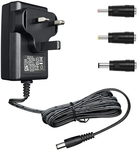ANLINK 1.8M Long 9V 1A Power Supply Adapter, AC 100-240V to DC 9V 1A 9W Switching Adapter with 3 Tips for Arduino UNO MEGA, Elliptical Machine and More Devices, UKCA Certified