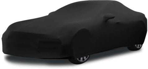 BHIEE Autoabdeckung Indoor Stretch Stoff Sportwagen Autoplane Staubschutz Elastischer Abdeckung Auto für Autogarage Innenbereich, Tiefgarage, Autoausstellung,Passen bis zu 4,6m-4,9m, Schwarz