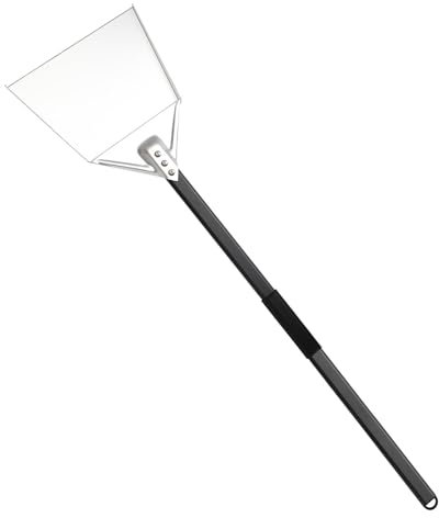 Pala per cenere in acciaio inox – Pala per braciere, a carbonella e cenere, per grigliare, in un unico pezzo intatto, pala da forno con manico a S