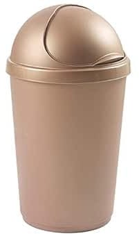 ZARVICZONIA Premium Plastic Bullet Bins 30L, 50L Waste Paper Recycling Dustbin Flap Lid Home Kitchen House Office Rubbish Trash Bin (Gold, 50 Litre)
