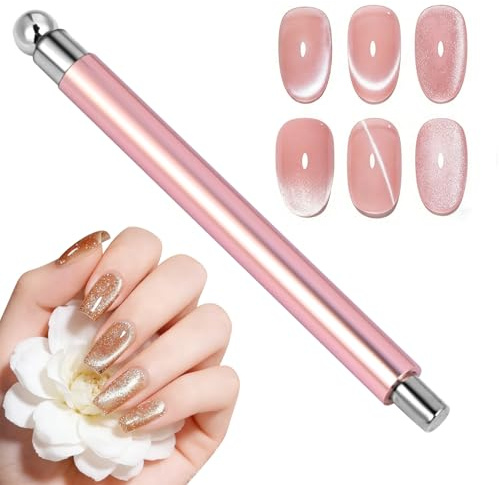AYBUY Magnetischer Cat Eye Magnet Stift, Nail Art Werkzeug Magnetstift | Mit Cat Eye Gel Pulver Oder Nagellack Nailart-Stick-Tool Für DIY，Cateye Magnet Stift （Rosa, Mit Runder Magnetperle）
