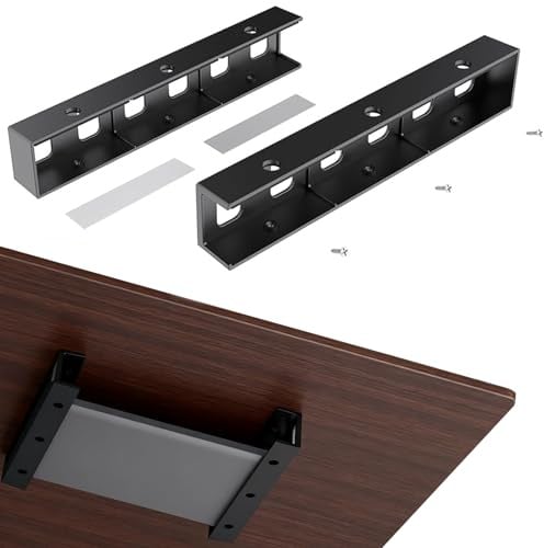 XHNKEG Under Desk Laptop Holder, Multifunctional Storage Bracket Space Saving Under Desk Storage Wall Mounted Shelves Wall Organizer for Devices Thickness < 4cm