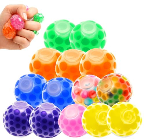 14 Stück Stressball, Anti Stress Spielzeug, Squishy Balls mit Wasserperlen | Antistressball, Quetschball, Knautschball Stressball, Knetball, Fidget Bälle für Angst Abbauen und Beruhigung Geschenke