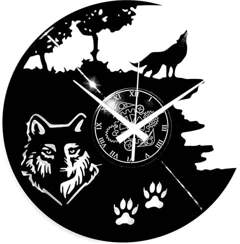 Instant Karma Clocks | Wanduhr mit Wolf-Motiv | Wohndekoration Wohnzimmer Küche Esszimmer | Dekorative Uhr Natur | Geschenkidee für Wildtierliebhaber & Naturliebhaber